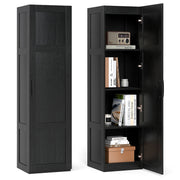 Tall Storage Cabinet with 4 Storage Shelves for Bathroom Living Room-Black