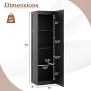 Tall Storage Cabinet with 4 Storage Shelves for Bathroom Living Room-Black