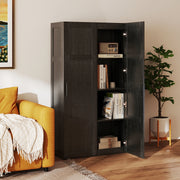 Tall Storage Cabinet with 4 Storage Shelves for Bathroom Living Room-Black