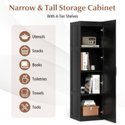 Tall Storage Cabinet with 4 Storage Shelves for Bathroom Living Room-Black