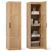 Tall Storage Cabinet with 4 Storage Shelves for Bathroom Living Room-Natural