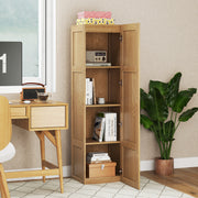 Tall Storage Cabinet with 4 Storage Shelves for Bathroom Living Room-Natural