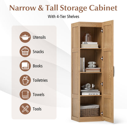 Tall Storage Cabinet with 4 Storage Shelves for Bathroom Living Room-Natural