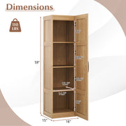 Tall Storage Cabinet with 4 Storage Shelves for Bathroom Living Room-Natural