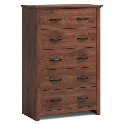 Tall Storage Dresser with 5 Pull-out Drawers for Bedroom Living Room-Gray - Walnut