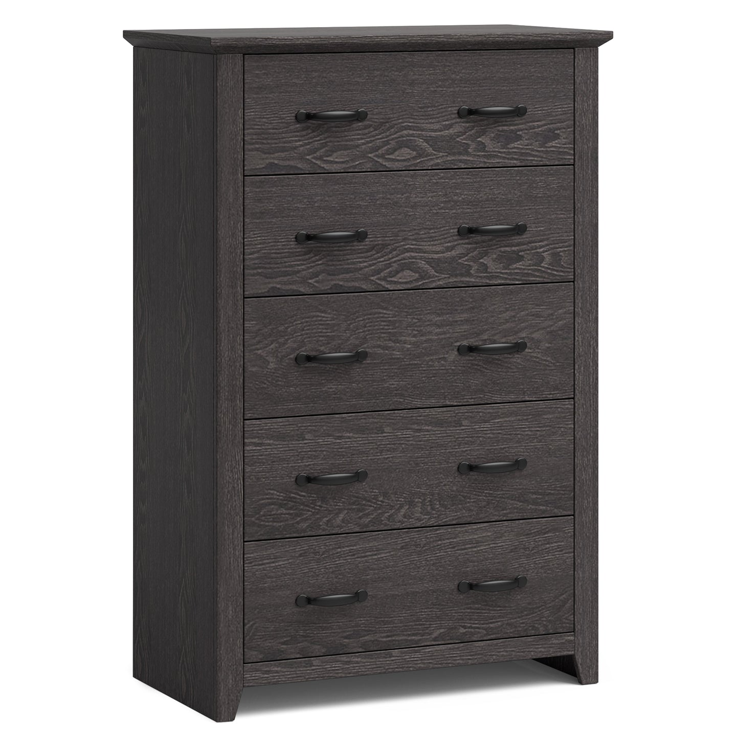 Tall Storage Dresser with 5 Pull-out Drawers for Bedroom Living Room-Gray - Gray