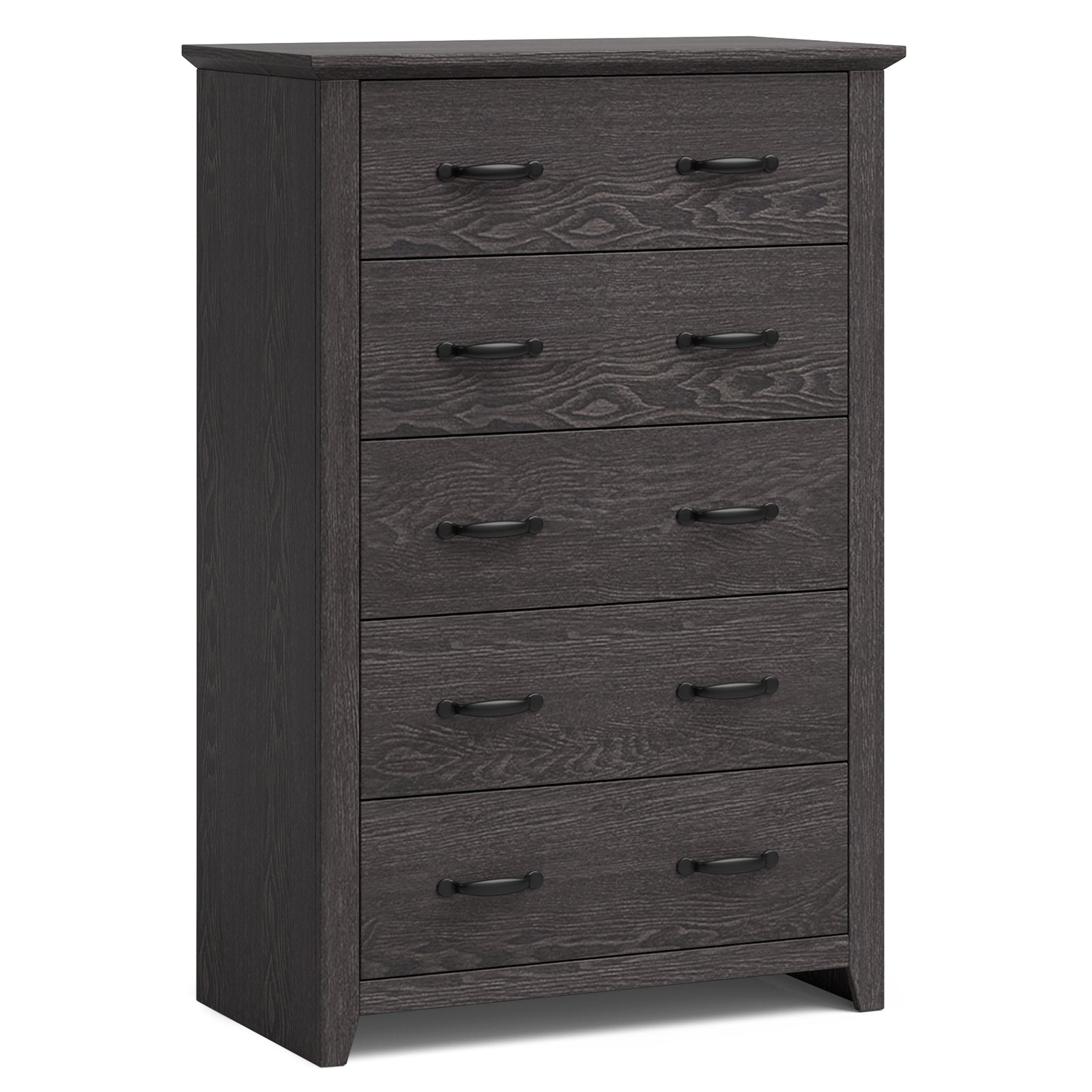 Tall Storage Dresser with 5 Pull-out Drawers for Bedroom Living Room-Gray - Gray