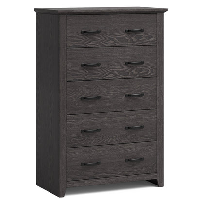 Tall Storage Dresser with 5 Pull-out Drawers for Bedroom Living Room-Gray - Gray