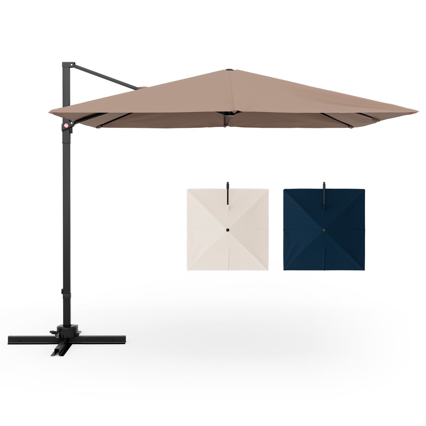 9.5 Feet Square Patio Cantilever Umbrella with 360° Rotation-Gray - Coffee