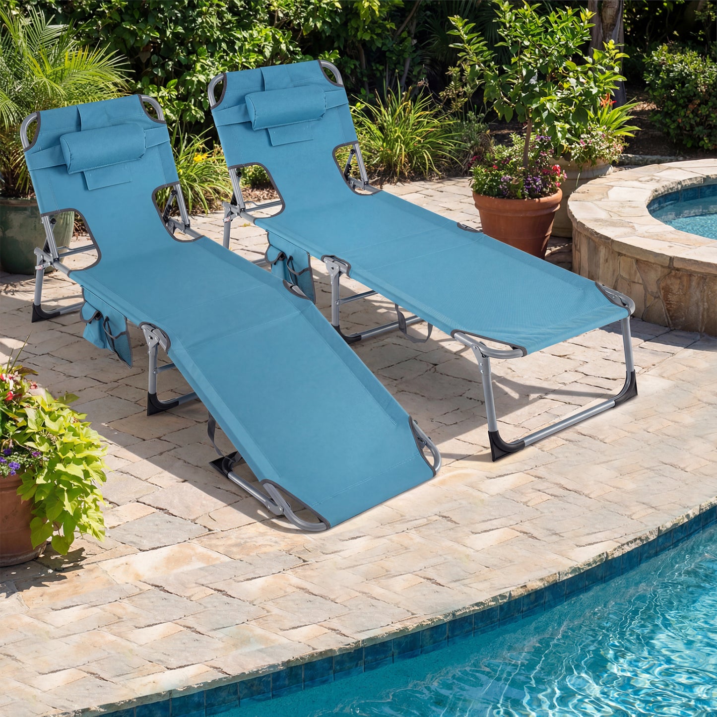 Tanning Chair with Face Arm Holes Folding Chair-Navy