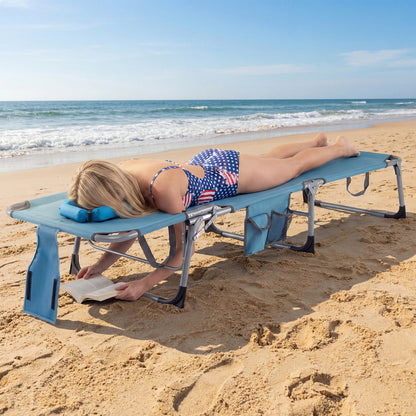 Tanning Chair with Face Arm Holes Folding Chair-Navy