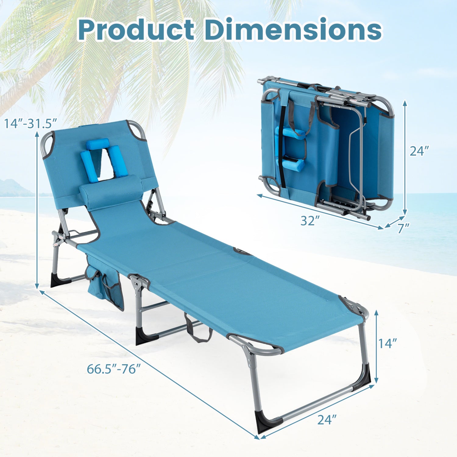 Tanning Chair with Face Arm Holes Folding Chair-Navy