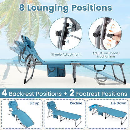 Tanning Chair with Face Arm Holes Folding Chair-Navy