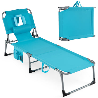 Tanning Chair with Face Arm Holes Folding Chair-Turquoise