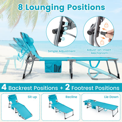 Tanning Chair with Face Arm Holes Folding Chair-Turquoise