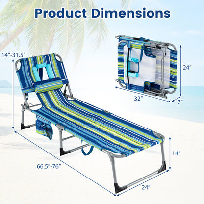 Tanning Chair with Face Arm Holes Folding Chair-Multicolor