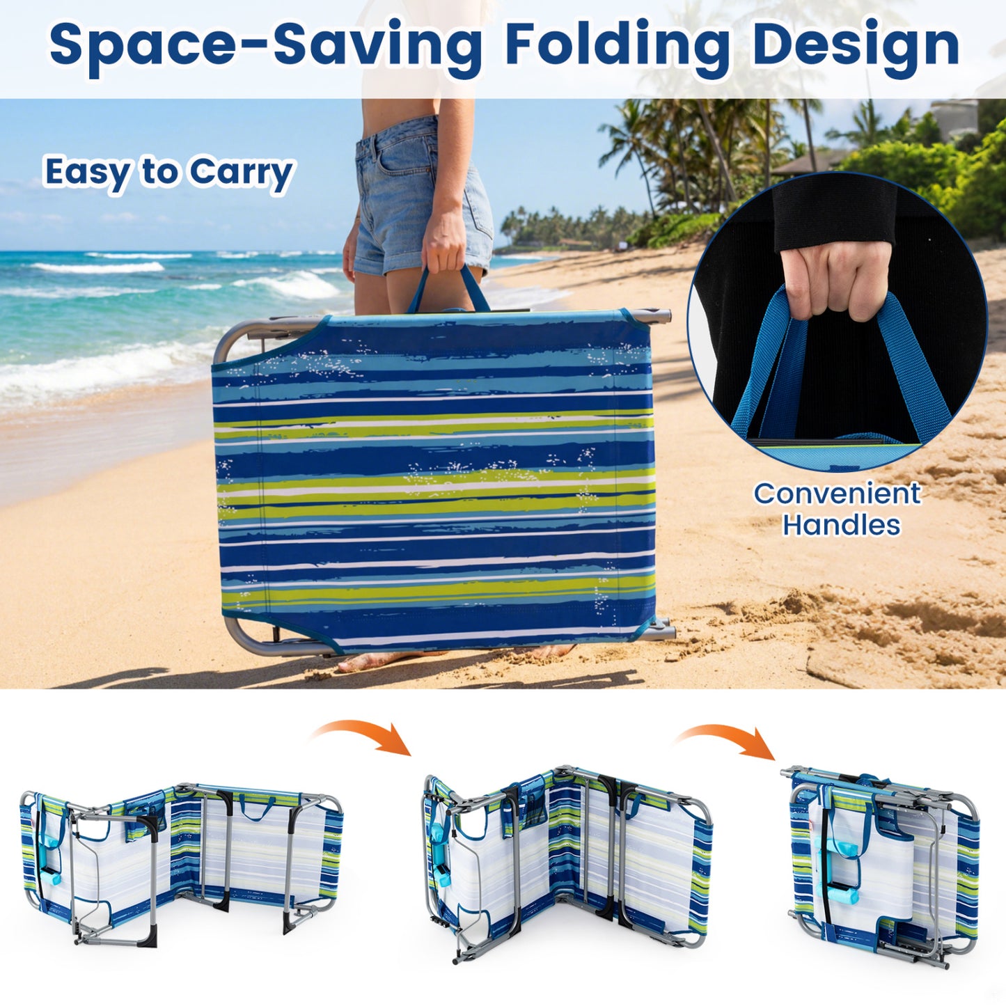 Tanning Chair with Face Arm Holes Folding Chair-Multicolor