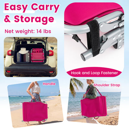 Tanning Chair with Face Arm Holes Portable Sunbathing Chair-Pink