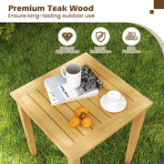 2 Pieces Space Saving Design Teak Wood Outdoor Patio Nesting Table