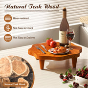 16" Teak Wood Pedestal Stand for Aroma and Snacks