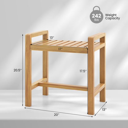 Teak Wood Shower Bench for Inside Shower Shaving Legs