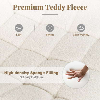 Teddy Fleece Armless Office Chair Makeup Vanity Chair-White
