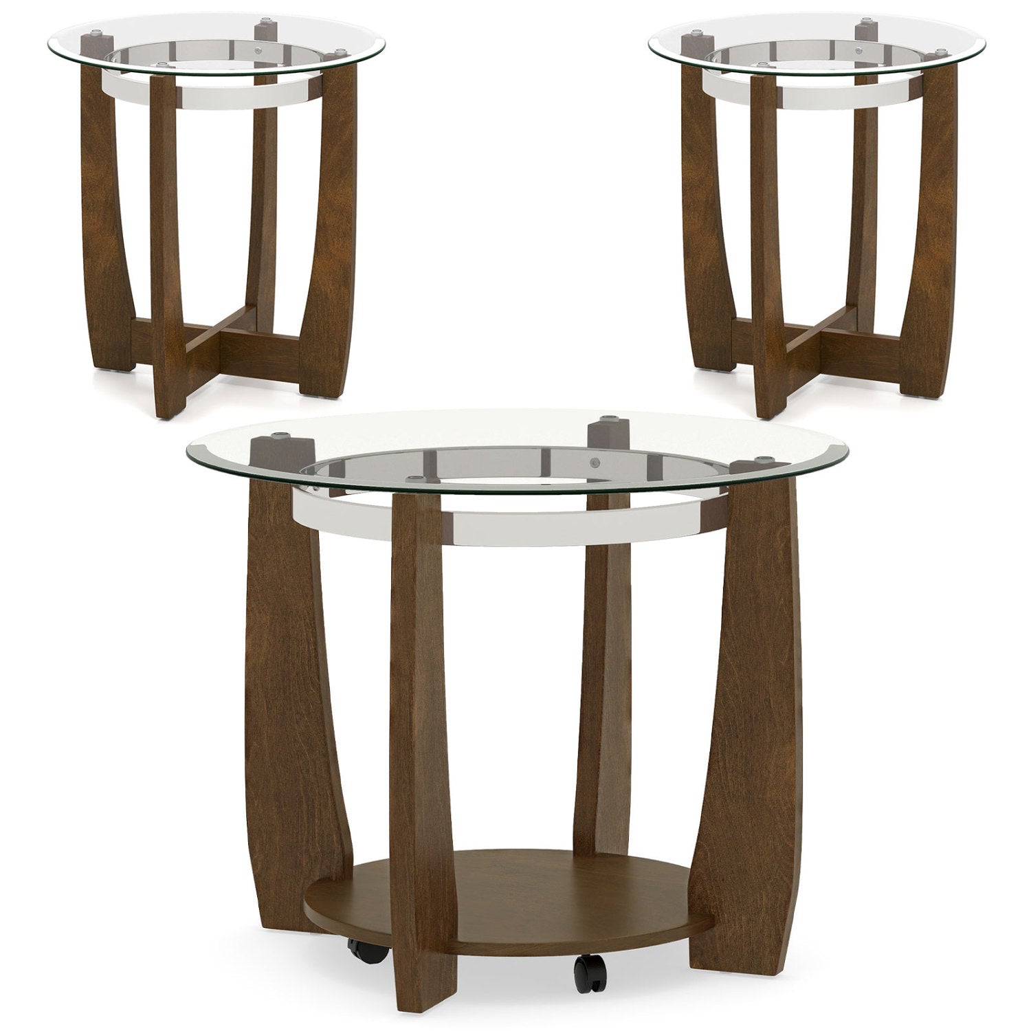 Tempered Glass Coffee Table Set of 3 for Living Room Bedroom