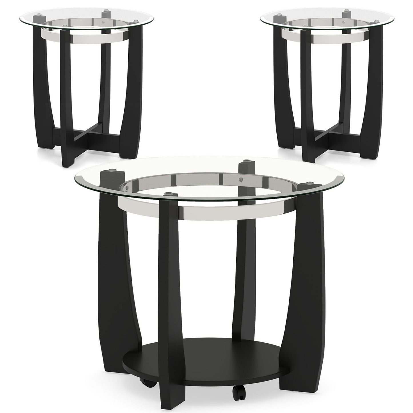 Tempered Glass Coffee Table Set of 3 for Living Room Bedroom