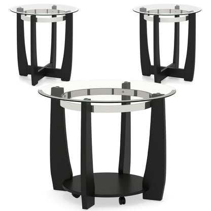 Tempered Glass Coffee Table Set of 3 for Living Room Bedroom