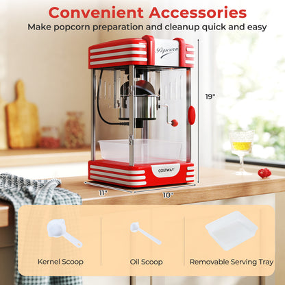 Theater Style Countertop Popcorn Maker with Stainless Steel Kettle-Red