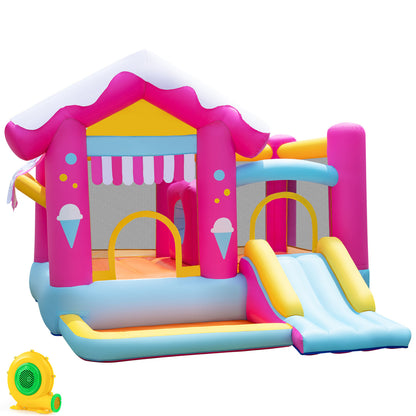 5-in-1 Inflatable Bounce House with Slide and Ball Pit