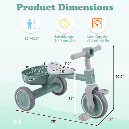 Convertible Toddler Trike with 86° Limited Steering Angle