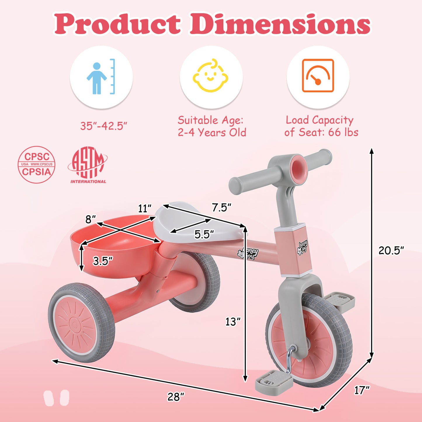 Convertible Toddler Trike with 86° Limited Steering Angle