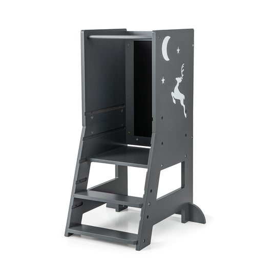 Toddler Kitchen Stool Baby Standing Tower with Chalkboard and Whiteboard