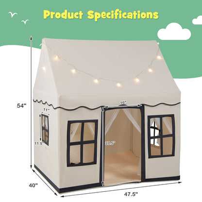 Toddler Large Playhouse with Star String Lights