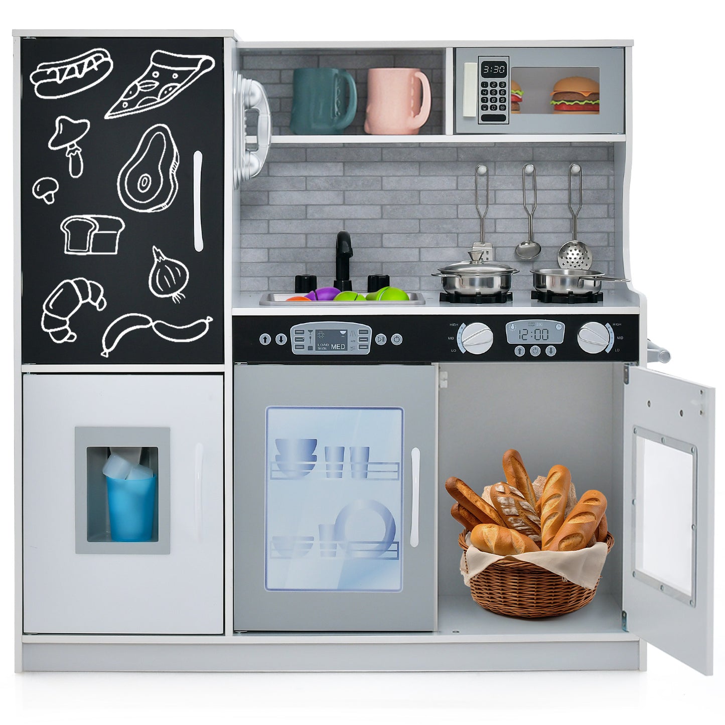 Toddler Pretend Play Kitchen for Boys and Girls 3-6 Years Old-White - White
