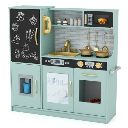 Toddler Pretend Play Kitchen for Boys and Girls 3-6 Years Old-White - Green