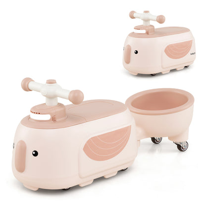Toddler Ride on Toy with Trailer and Light Music-Beige