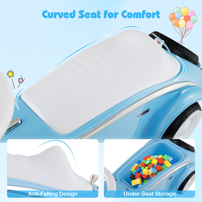 Toddler Ride on Toy Classic Sliding Car with Horn and LED Headlight-Blue