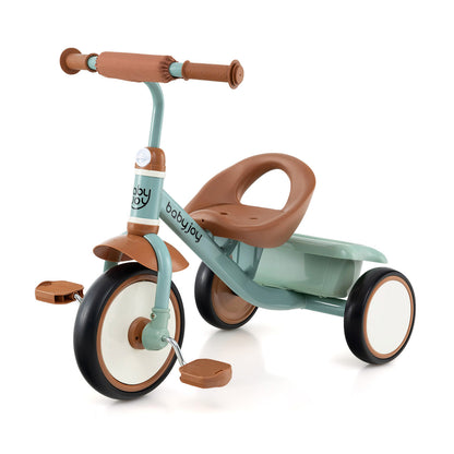 Toddler Tricycle Kids Trike with Adjustable Seat and Storage Basket Aged 3-5 Years Old-Pink - Green