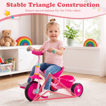 Toddler Tricycle with Storage Basket for Ages 2-5