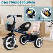 Toddler Tricycle with Adjustable Seat and Storage Baskets for 1.5-5 Years Old