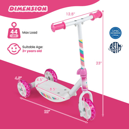 Toddlers Kick Scooter with LED Light-Up Wheels and Wide Anti-Slip Deck for Boys and Girls