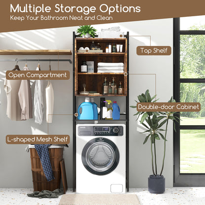 Over-The-Toilet Storage Cabinet with Heavy-Duty Metal Frame 2-door Freestanding