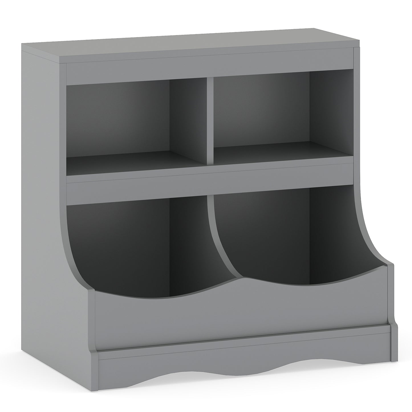 Toy Storage Organizer 4-Cubby Kids Bookcase for Toys and Books-Gray