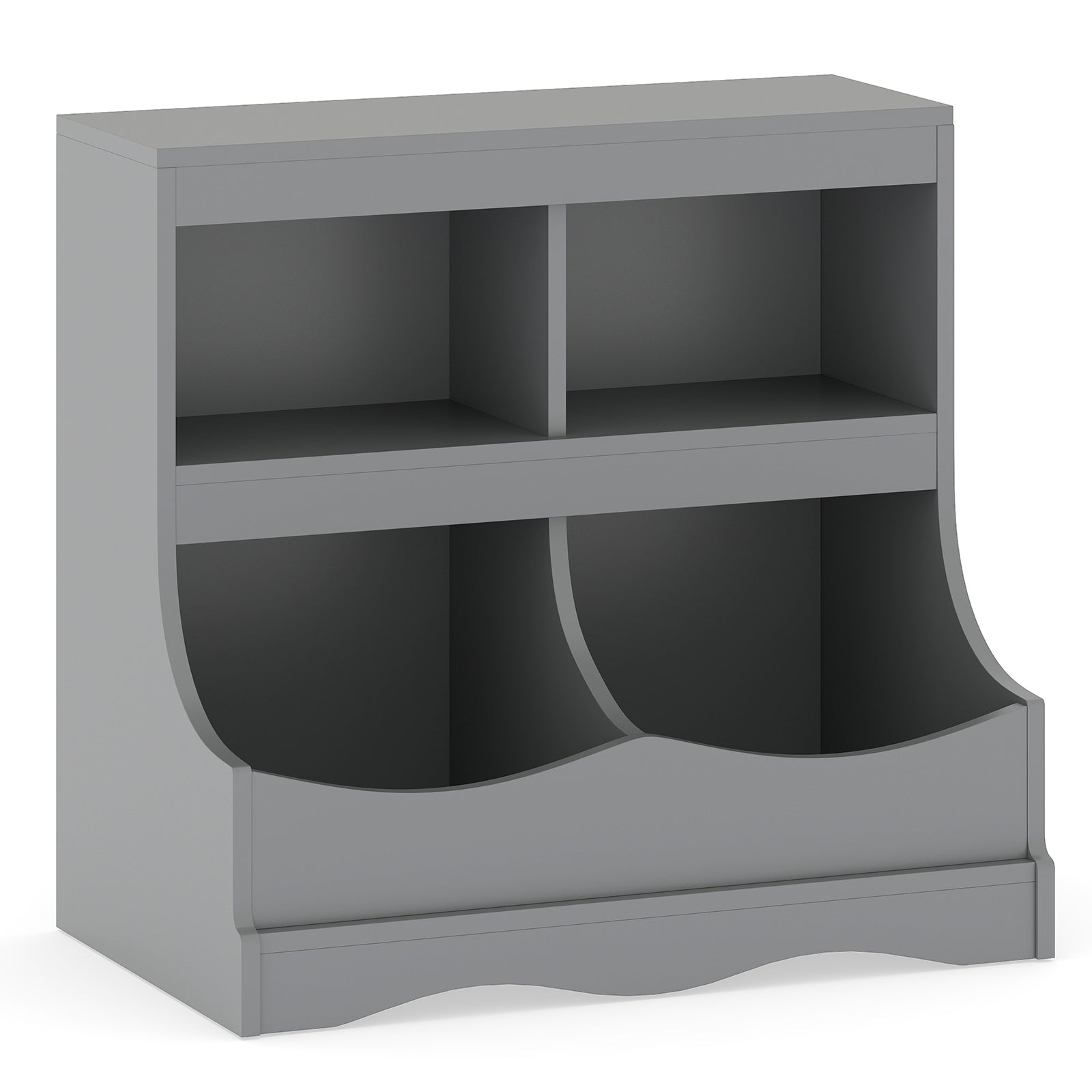 Toy Storage Organizer 4-Cubby Kids Bookcase for Toys and Books-Gray