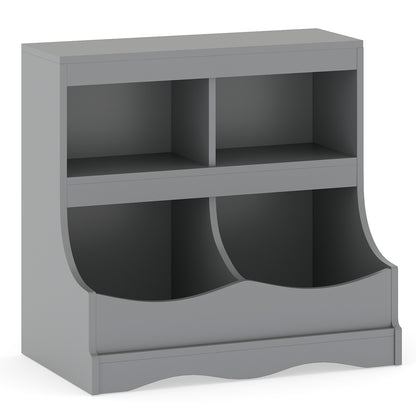 Toy Storage Organizer 4-Cubby Kids Bookcase for Toys and Books-Gray