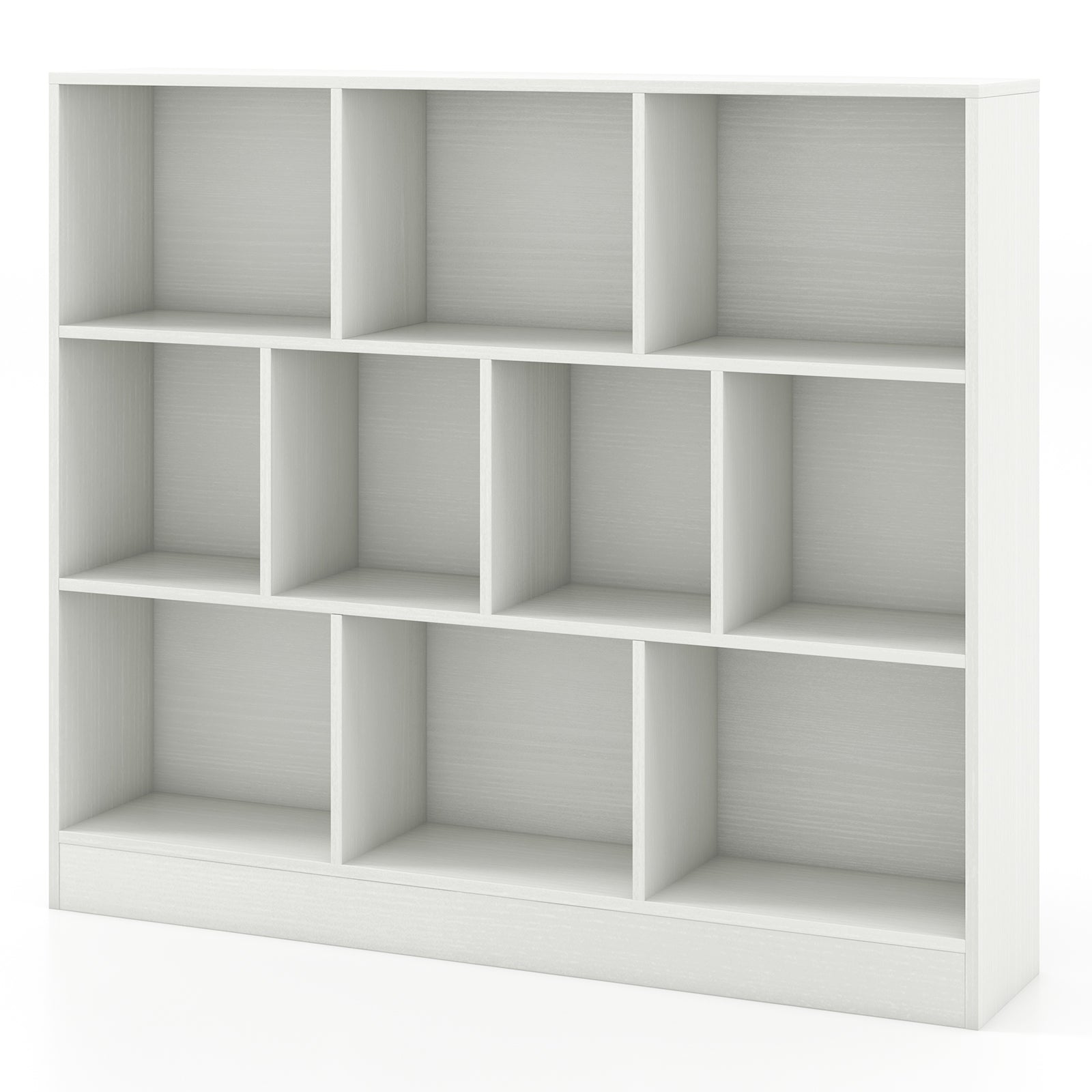 41 inches Wooden Toy Storage Organizer with 10 Cubes for Kids-Natural - White