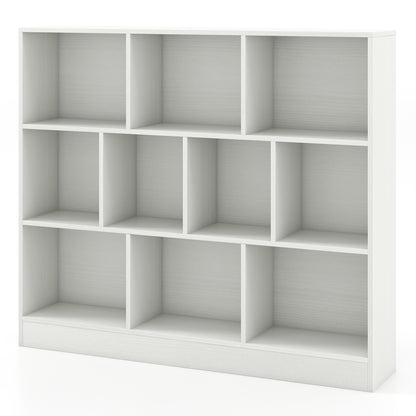 41 inches Wooden Toy Storage Organizer with 10 Cubes for Kids-Natural - White