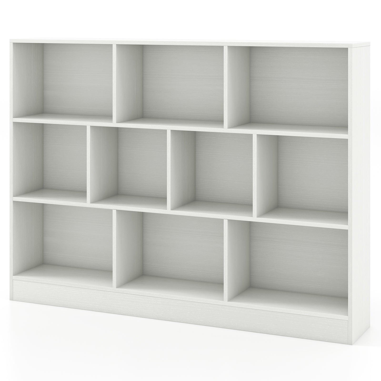 41 inches Wooden Toy Storage Organizer with 10 Cubes for Classroom Daycare Nursery Kindergarten-Natural - White